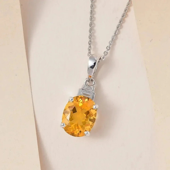 Premium Brazilian Fire Opal & Genuine Moissanite Pendant Necklace 20" - Picture 5 of 9